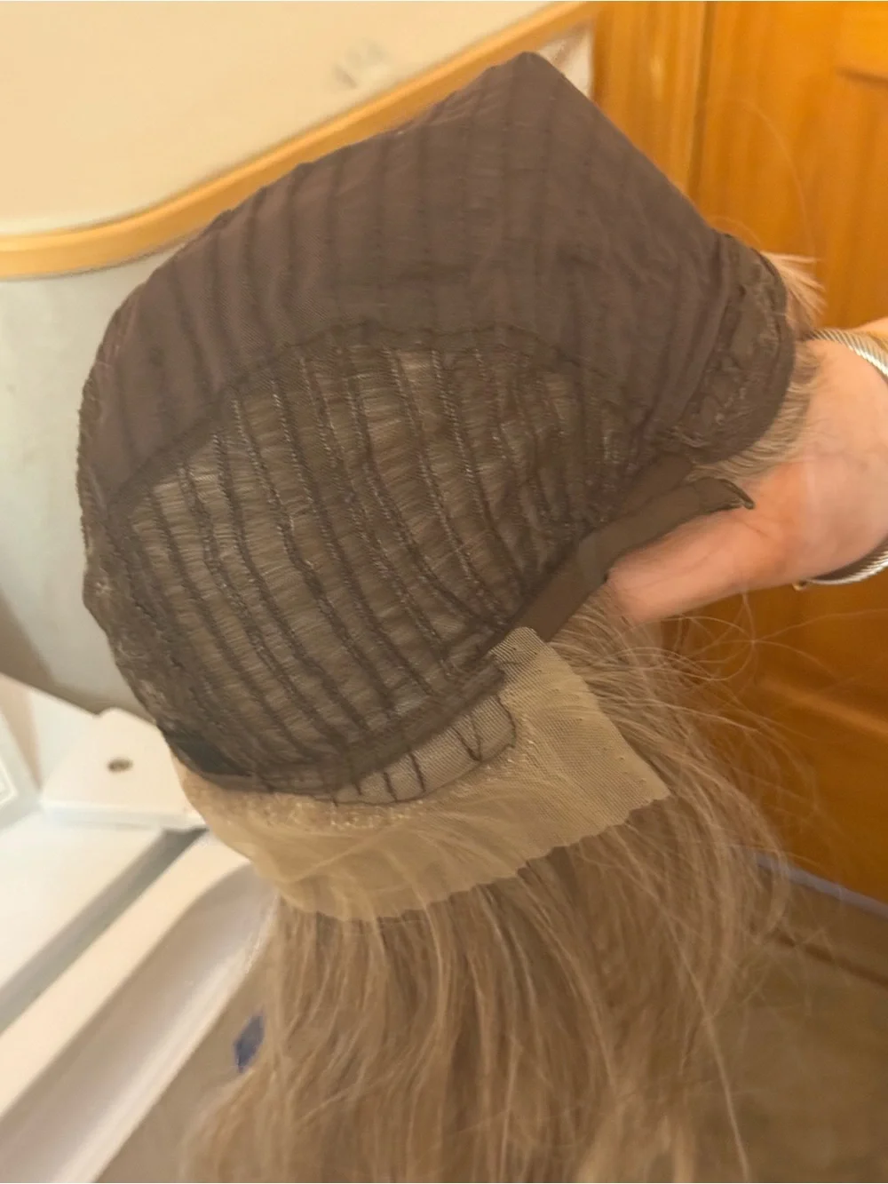 Lace Front Layered Blond/Ash Blond Synthetic Straight Wig Middle Part One Size